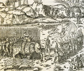 El reino de Sofala, hogar de las minas de oro de Mozambique, grabado de Cosmología Universal, por André Thevet, París
