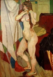 Suzanne Valadon peinándose