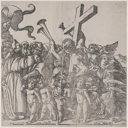 Sección D: ángeles tocando trompetas, etc., del Triunfo de Cristo, 1836