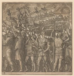 El triunfo de Julio César: soldados llevando las imágenes de la guerra, 1593-99