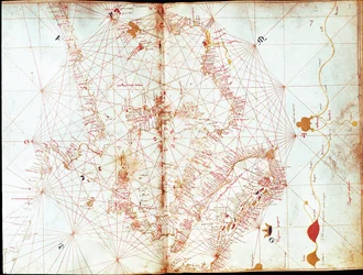 Mapa de Italia por el cartógrafo marinero Andrea Bianco (siglo XV)