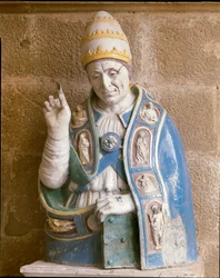 Busto de San Lino (terracota esmaltada policromada)