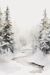 Arroyo en el bosque nevado