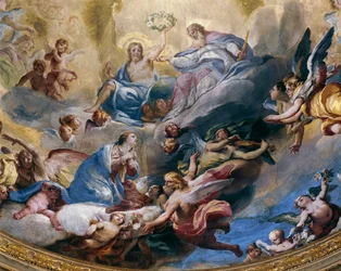Coronación de la Virgen, 1699, en el coro del Santuario de la Incoronata, Lodi, Italia