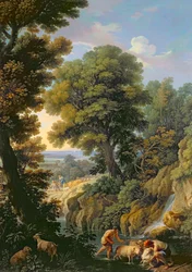 Un paisaje en el Lacio con pastores