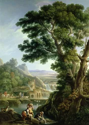 Un paisaje en el Lacio con lavanderas