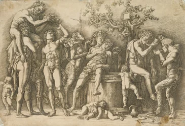 Bacanal con una Tina de Vino, c.1470-90 (grabado y punta seca)