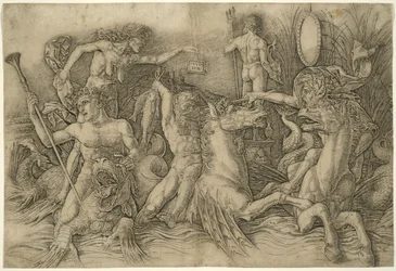 Batalla de dioses marinos, mitad izquierda de un friso