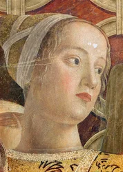 Cabeza de mujer, detalle del marqués Ludovico III Gonzaga y su corte en la Camera degli Sposi, hacia 1465-75 (detalle de 166336)