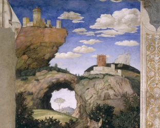 Paisaje con un castillo, de la Cámara de los Esposos o Cámara Picta, 1465-74
