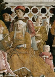 Lodovico Gonzaga y familia, Bárbara de Brandeburgo y dos niños (fresco)