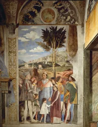 Lodovico Gonzaga espera el regreso de Roma de su hijo, el cardenal Francesco Gonzaga (fresco)