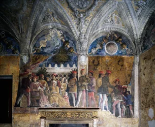 Ludovico Gonzaga, Marsilio Andreasi, Bárbara de Brandeburgo con su hija Paula y Rodolfo Gonzaga
