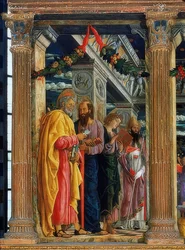 Altar de San Zeno. Lado izquierdo. Representados están Simón Pedro, Pablo de Tarso, Juan el Evangelista y Zenón de Verona