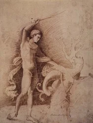 Joven Luchando con un Dragón