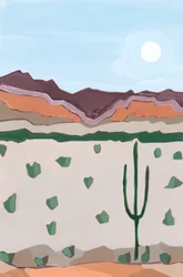 Luna sobre cactus, 2023 (acrílico sobre papel)