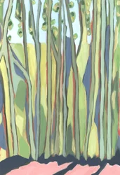 Mañana en el bosque, 2024 (acrílico sobre papel)