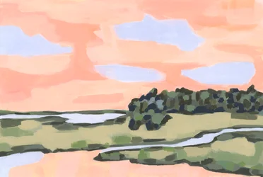 Cielo melocotón y tierra verde, 2023 (acrílico sobre papel)
