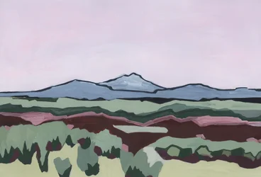 Cielo rosa y tierra abstraída, 2024 (acrílico sobre papel)