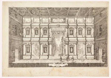 Vista del escenario del Teatro Olímpico en Vicenza