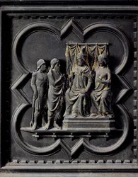 San Juan Bautista reprende al Rey Herodes (21 a.C.-39 d.C.), undécimo panel de las Puertas del Sur del Baptisterio de San Giovanni, 1336