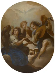 Tres ángeles haciendo música
