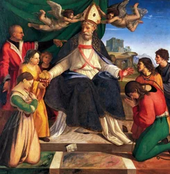 San Nicolás de Bari entronizado por Andrea Sabatini