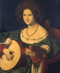Dama con laúd, c.1510 (óleo sobre tabla)