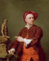 John Michael Rysbrack modelando su estatua de terracota de Hércules, 1753