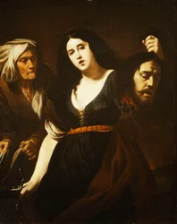 Judith sosteniendo la cabeza de Holofernes, acompañada por una sirvienta, c.1625-30