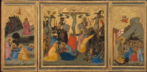Escenas de la Pasión de Cristo: La Agonía en el Huerto, la Crucifixión y el Descenso al Limbo [tríptico completo].