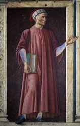 Dante Alighieri de la serie de hombres y mujeres famosos de la Villa Carducci, c.1450