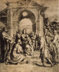 Adoración de los Magos, dibujo de Andrea del Sarto. Gabinetto dei Disegni e delle Stampe, Uffizi, Florencia