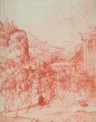 Adoración de los Magos, dibujo de Andrea del Sarto. Gabinetto dei Disegni e delle Stampe, Galería Uffizi, Florencia