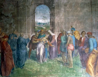 Curación de la mujer poseída, por Andrea del Sarto