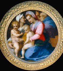 La Virgen María, el Niño Jesús, Santa Isabel, San Zacarías y el pequeño San Juan Bautista ...
