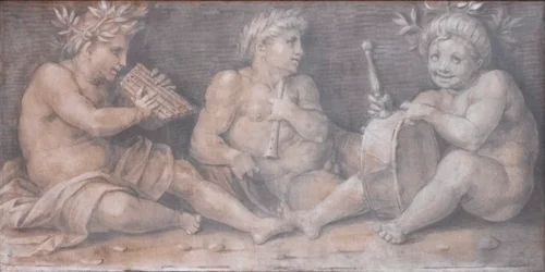Escena con figuras de estilo clásico