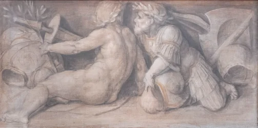 Escena con figuras de estilo clásico