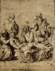 Estudio para la Deposición, dibujo de Andrea del Sarto. Gabinetto dei Disegni e delle Stampe, Galería Uffizi, Florencia