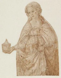 María Magdalena con el frasco de ungüento. Figura de rodillas