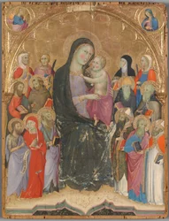 Virgen y niña con santos