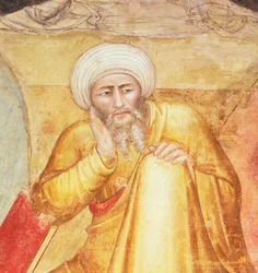 Triunfo de Santo Tomás de Aquino, detalle de la figura bajo el trono, de la Capilla Española, c.1365 (fresco)