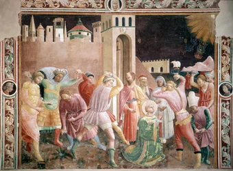 Lapidación de San Esteban Fresco por Andrea di Giusto (activo alrededor de 1424-1450) 1430-1450 Catedral de Prato, Capilla de la Asunción Prato Italia
