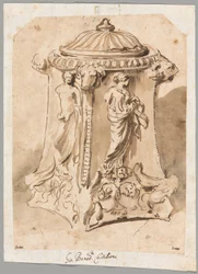 Base de candelabro de mármol tallado antiguo