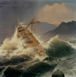 Una tormenta marina en la costa noruega
