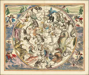 Mapa celeste de 1660 de las constelaciones del hemisferio sur
