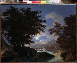 Escenografía para la ópera Ruslan y Lyudmila de M Glinka (Escenografía para la ópera Ruslan y Lyudmila de M Glinka) - Pintura de Andreas Leonhard Roller (1805-1891), óleo sobre lienzo
