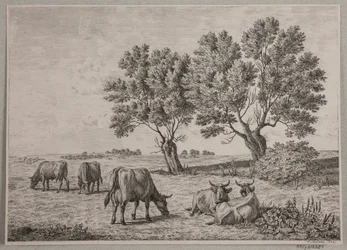 Paisaje con ganado pastando