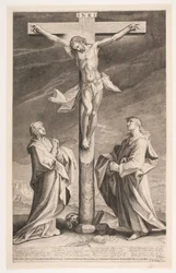 Cristo en la cruz entre María y Juan