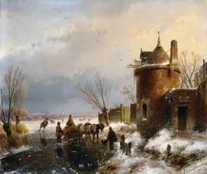 Escena de invierno (óleo sobre tabla)